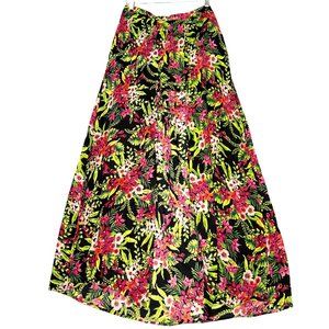 Band of Gypsies Black Floral Tropical Print Shorts With Maxi Skirt Overlay Size